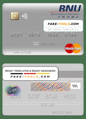 Timor-Leste Banco Nacional Ultramarino building mastercard template in PSD format