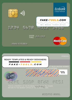 Togo Ecobank mastercard template in PSD format