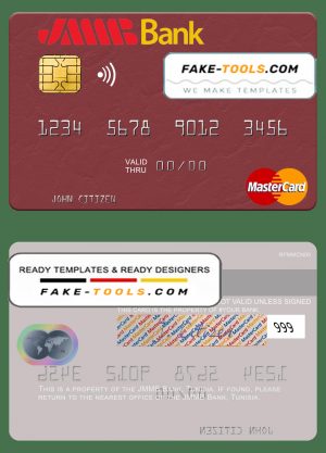 Tunisia JMMB Bank mastercard template in PSD format