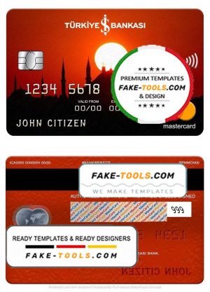 Turkey Bankasi bank mastercard, fully editable template in PSD format