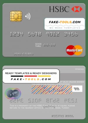 Turkey HSBC Bank mastercard template in PSD format