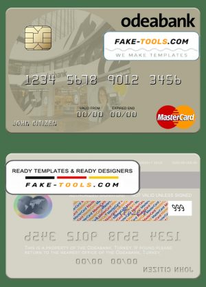 Turkey Odeabank mastercard template in PSD format