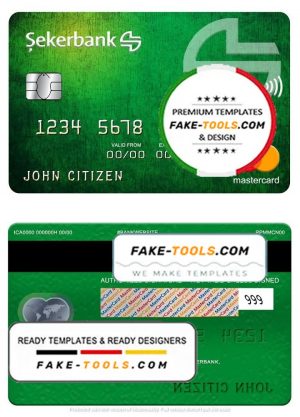Turkey Sekerbank mastercard, fully editable template in PSD format