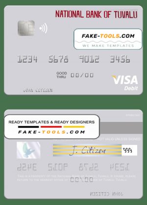 Tuvalu National Bank of Tuvalu visa debit card template in PSD format