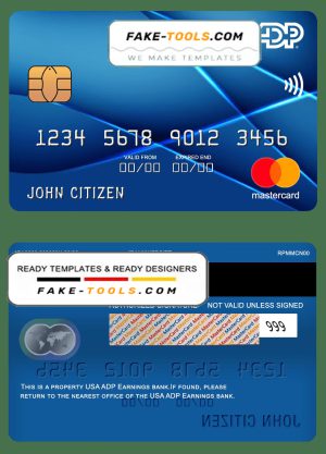 USA ADP Earnings bank mastercard fully editable template in PSD format