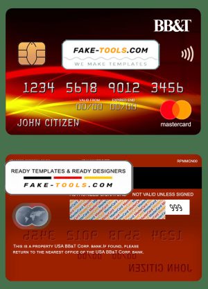 USA BB&T Corp. bank mastercard fully editable template in PSD format