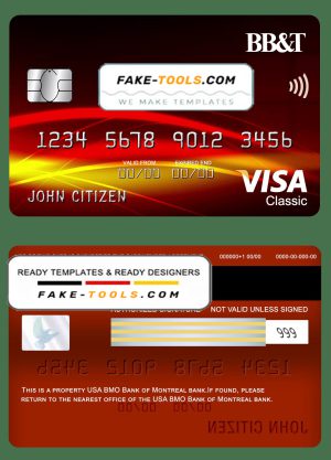 USA BB&T Corp. bank visa classic card fully editable template in PSD format