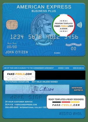 USA Citizens bank amex blue business plus card template in PSD format, fully editable