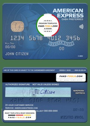 USA Fifth Third bank AMEX blue cash preferred card template in PSD format, fully editable