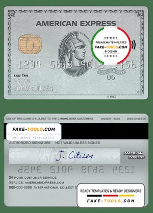 USA HSBC bank AMEX platinum card template in PSD format, fully editable