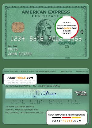 USA Heritage bank AMEX green card template in PSD format, fully editable