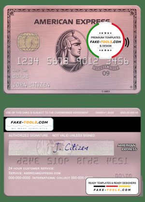 USA Indiana Centier bank AMEX rose gold card template in PSD format, fully editable
