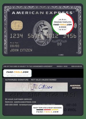 USA JP Morgan Chase bank AMEX black card template in PSD format, fully editable