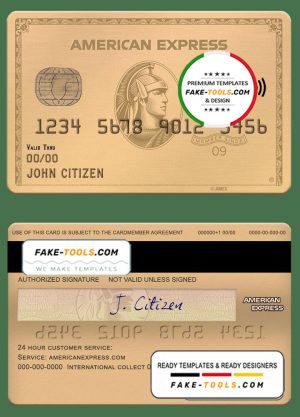 USA MOVO bank AMEX gold card template in PSD format, fully editable