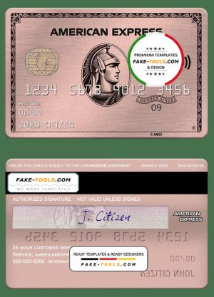 USA Missouri Together Credit Union bank AMEX rose gold card template in PSD format, fully editable