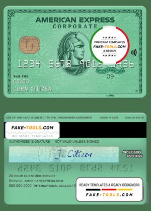 USA Nebraska Five Points Bank AMEX green card template in PSD format, fully editable