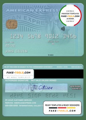 USA New York CFSB bank AMEX card template in PSD format, fully editable