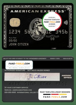 USA PNC Bank AMEX black card template in PSD format, fully editable