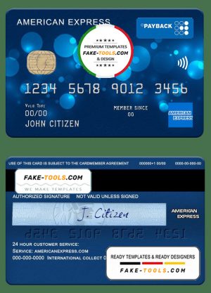 USA Regions bank AMEX payback card template in PSD format, fully editable