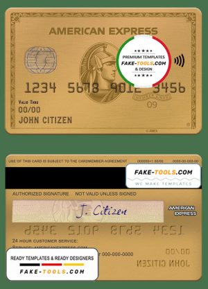 USA Texas 5Point Credit Union bank AMEX gold card template in PSD format, fully editable