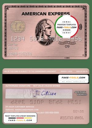 USA University of Southern Indiana bank AMEX rose gold metal card template in PSD format, fully editable USA University of Southern Indiana bank AMEX rose gold metal card template in PSD format, fully editable