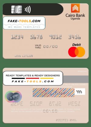 Uganda Cairo Bank Uganda mastercard template in PSD format