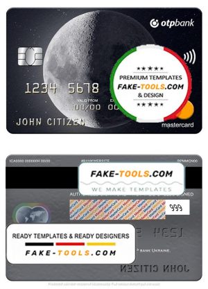 Ukraine OTP bank mastercard, fully editable template in PSD format