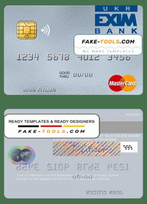 Ukraine Ukreximbank mastercard template in PSD format