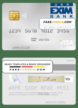 Ukraine Ukreximbank visa debit card template in PSD format