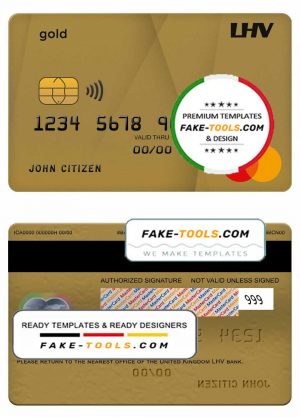 United Kingdom LHV bank mastercard gold credit card template in PSD format United Kingdom LHV bank mastercard gold credit card template in PSD format