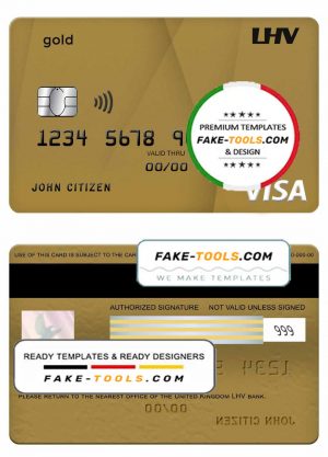United Kingdom LHV bank visa gold credit card template in PSD format United Kingdom LHV bank visa gold credit card template in PSD format