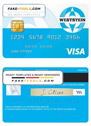 United Kingdom WestStein bank mastercard credit card template in PSD format