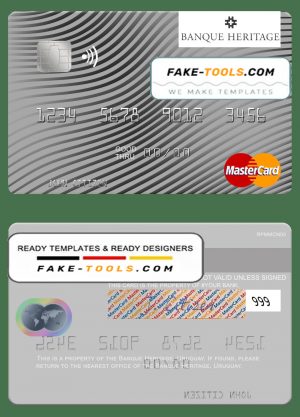 Uruguay Banque Heritage mastercard template in PSD format