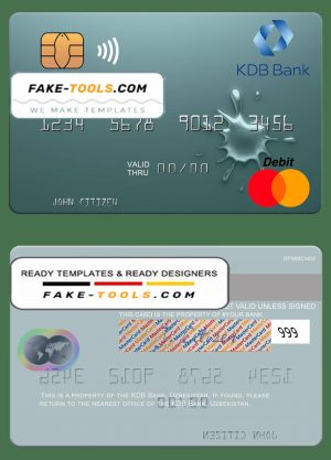 Uzbekistan KDB Bank mastercard template in PSD format