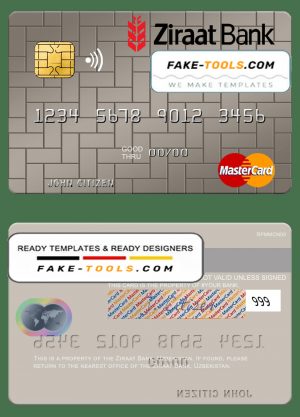 Uzbekistan Ziraat Bank mastercard template in PSD format
