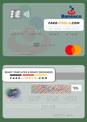 Venezuela Banesco Banco Universal mastercard template in PSD format