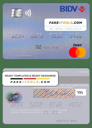 Vietnam BIDV mastercard credit card template in PSD format