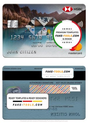Vietnam HSBC bank mastercard, fully editable template in PSD format Vietnam HSBC bank mastercard, fully editable template in PSD format