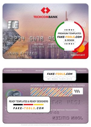Vietnam Techcombank mastercard, fully editable template in PSD format