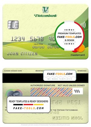 Vietnam Vietcombank mastercard, fully editable template in PSD format