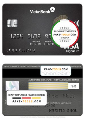 Vietnam Vietinbank visa signature card, fully editable template in PSD format