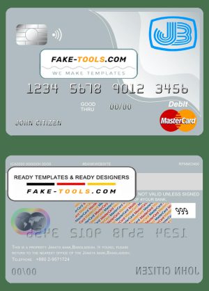 Bangladesh Janata bank mastercard debit card template in PSD format, fully editable