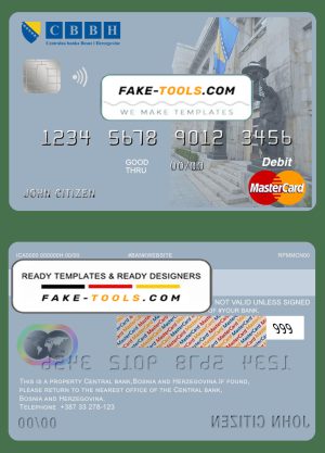 Bosnia and Herzegovina Central Bank mastercard debit card template in PSD format, fully editable