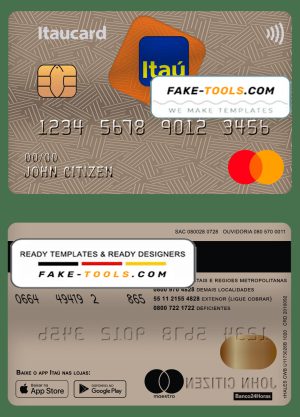 Brazil Itaú bank mastercard debit card template in PSD format, fully editable