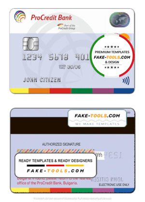 Bulgaria ProCredit Bank mastercard template in PSD format, fully editable