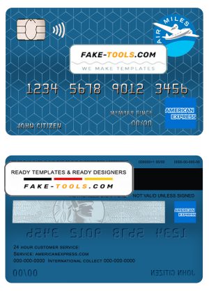 Canada American Express Air Miles credit card template in PSD format, fully editable