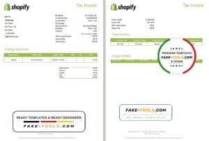 Canada Shopify tax invoice template in Word and PDF format, fully editable