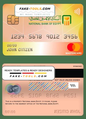 Egypt National Bank mastercard template in PSD format, fully editable