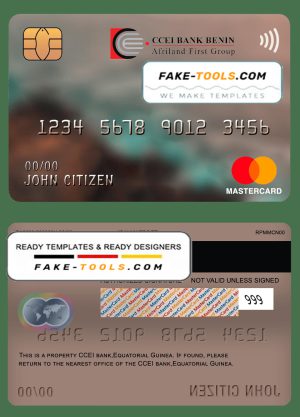 Equatorial Guinea CCEI Bank mastercard template in PSD format, fully editable