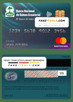 Equatorial Guinea The National Bank mastercard template in PSD format, fully editable